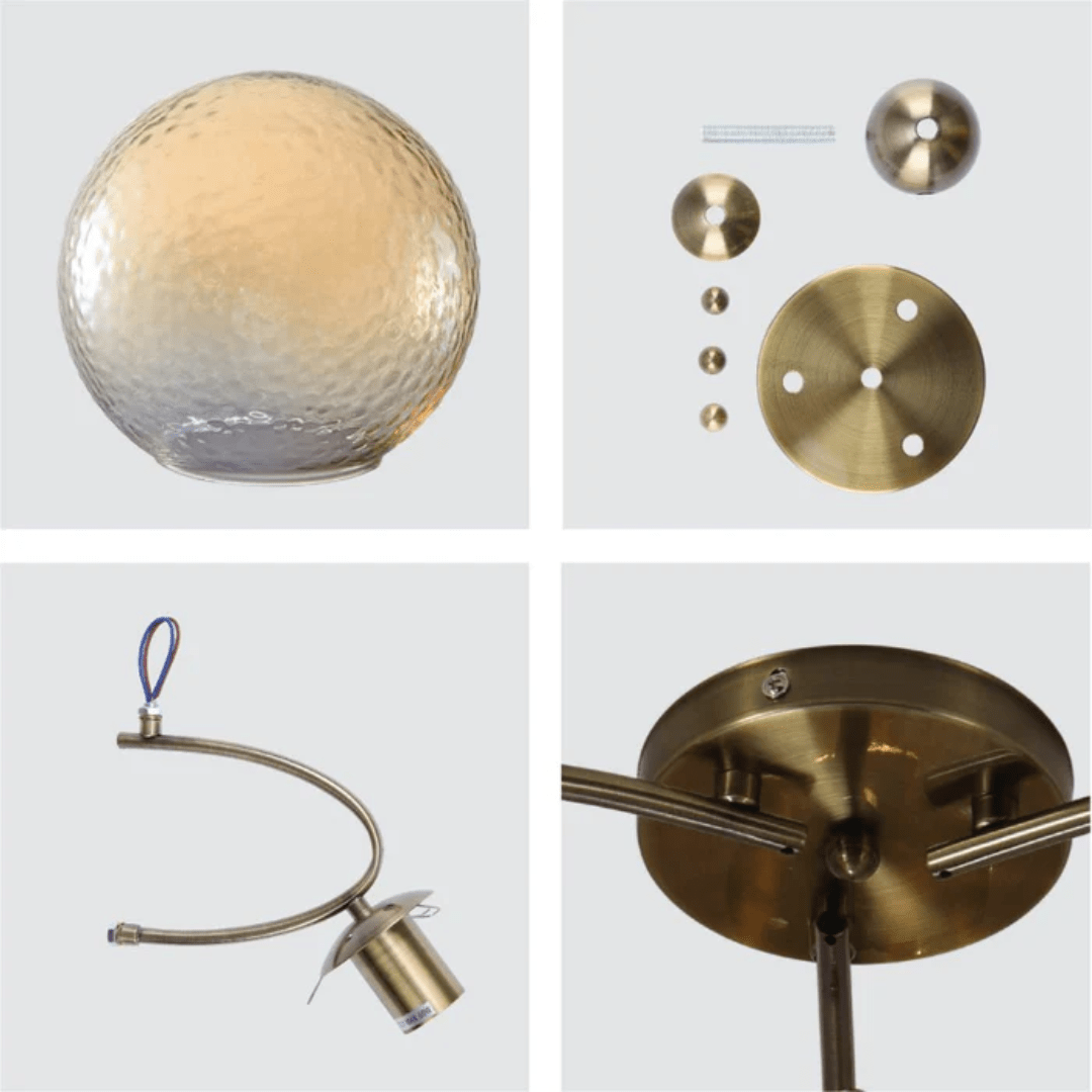 TKLD Ceiling Lights Textured Amber 3 Lamp Globe Semi Flush Ceiling Light - 40W