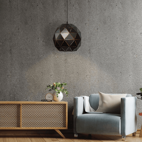 TKLD Pendant & Chandeliers Triangle Black Pattern Metal Laser Pendant Ceiling Light - 40W
