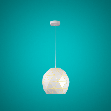 TKLD Pendant & Chandeliers Triangle White Pattern Metal Laser Pendant Ceiling Light - 40W