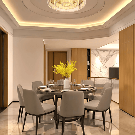 TKLD Pendant & Chandeliers Triple Nested Ring Crystal Flush Ceiling Chandelier Light with Remote Control - 48W
