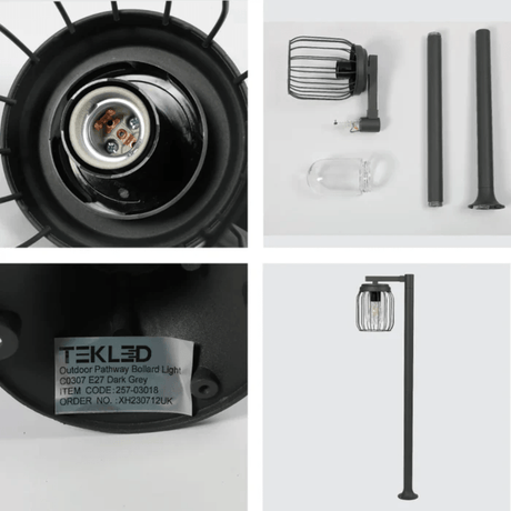 TKLD Outdoor Lighting Tuela Dark Grey Outdoor Pathway Bollard Lawn Light - 40W