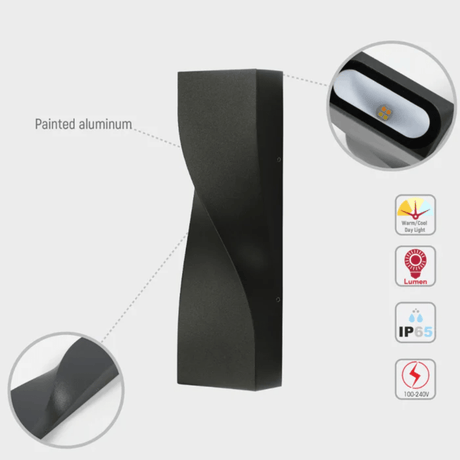 TKLD Wall & Sconce Lights Twist Up and Down 11W LED Outdoor Wall Light - 3000K/4000K/6500K