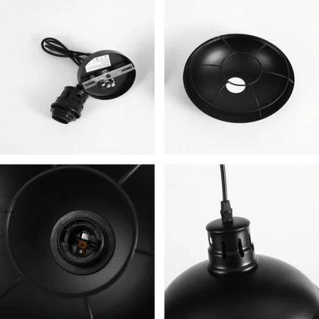 TKLD Pendant & Chandeliers Urban Revive Caged Factory Ceiling Pendant Light Black - D220/D250