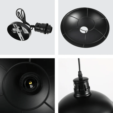TKLD Pendant & Chandeliers Urban Revive Caged Factory Ceiling Pendant Light Black - D220/D250