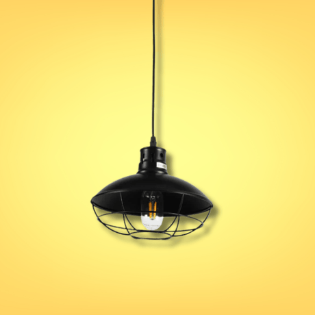 TKLD Pendant & Chandeliers Urban Revive Caged Factory Ceiling Pendant Light Black - D220/D250