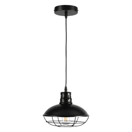 TKLD Pendant & Chandeliers Urban Revive Caged Factory Ceiling Pendant Light Black - D220/D250