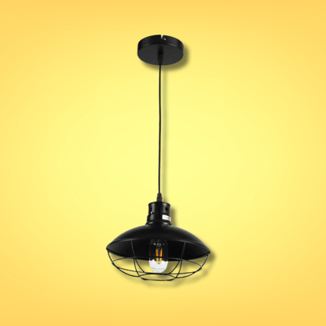 TKLD Pendant & Chandeliers Urban Revive Caged Factory Ceiling Pendant Light Black - D220/D250