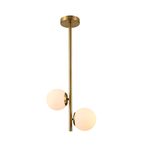 TKLD Ceiling Lights Vertical Opal 2 Opposite Lamps Glass Globes Gold Metal Body Ceiling Light - 40W