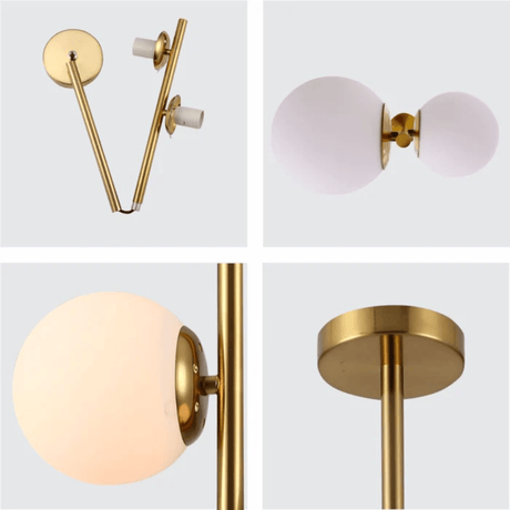 TKLD Ceiling Lights Vertical Opal 2 Opposite Lamps Glass Globes Gold Metal Body Ceiling Light - 40W