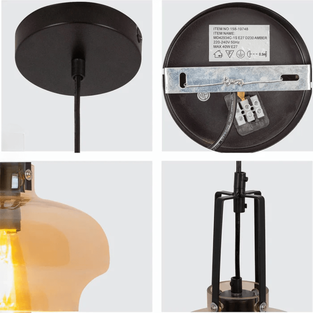 TKLD Pendant & Chandeliers Vintage Industrial Japanese Amber Gaslight Minimalist Glass Pendant Light - D240mm/D330mm/D530mm