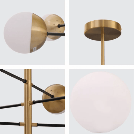 TKLD Pendant & Chandeliers White Glass Gold Metal Globe Sputnik Tiered Nordic Kitchen Island 6xG9 Chandelier