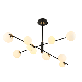 TKLD Ceiling Lights White Globe 10 Lamp Glass Black Rod Body Ceiling Light - 7W