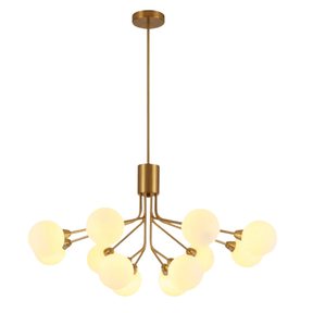 TKLD Pendant & Chandeliers White Globe Glass Gold Arm Body Pendant Chandelier Ceiling Light G9 - 12 Globes