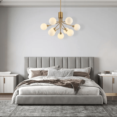 TKLD Pendant & Chandeliers White Globe Glass Gold Arm Body Pendant Chandelier Ceiling Light G9 - 9 Globes
