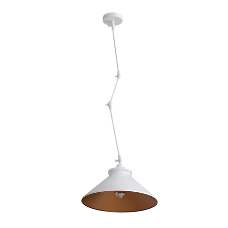 TKLD Pendant & Chandeliers White Metal Hinged Funnel Pendant Ceiling Light E27