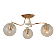 TKLD Ceiling Lights White Striped 3 Lamp Clear Globe Gold Semi Flush Ceiling Light - 40W