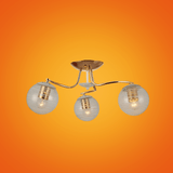 TKLD Ceiling Lights White Striped 3 Lamp Clear Globe Gold Semi Flush Ceiling Light - 40W