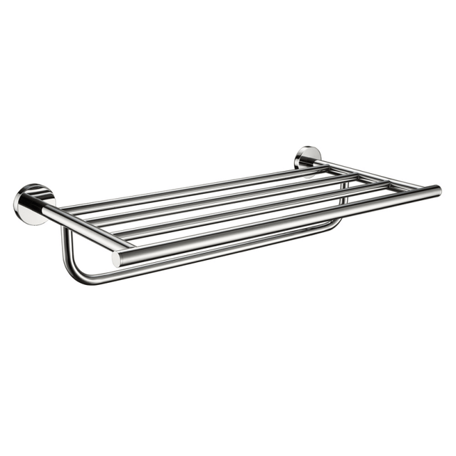 Toplight Bathroom Accessories Bathroom Brass Chrome Plated Towel Shelf with Single Towel Bar Holder - N5522