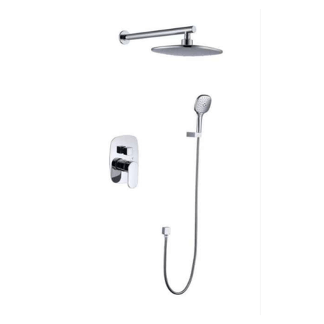 Toplight Shower Set Bathroom Concealed Wall Mounted Two- Function Round Overhead Rain Shower Set Chrome/Matte Black - RS-9006 & RS-9006B