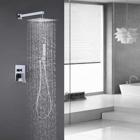 Toplight Shower Set Bathroom Concealed Wall Mounted Two- Function Square Overhead Rain Shower Set Chrome/Matte Black - RS-9007 & RS-9007B