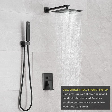 Toplight Shower Set Bathroom Concealed Wall Mounted Two- Function Square Overhead Rain Shower Set Chrome/Matte Black - RS-9007 & RS-9007B