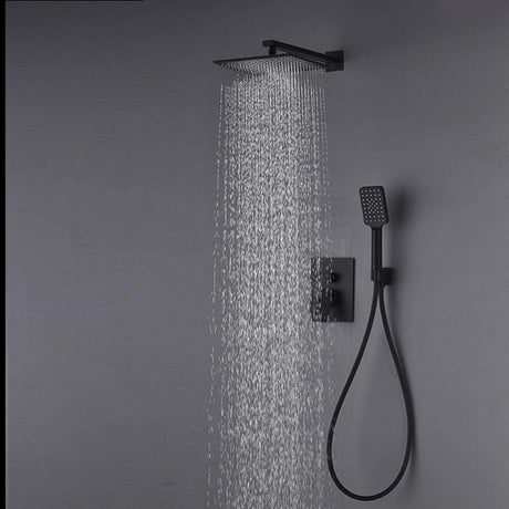 Toplight Shower Set Bathroom Concealed Wall Mounted Two- Function Square Overhead Rain Shower Set Chrome/Matte Black - RS-9009 & RS-9009B