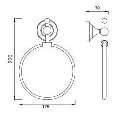 Toplight Bathroom Accessories Bathroom Copper Chrome Plated Towel Ring Holder - 7360