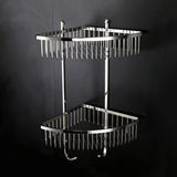 Toplight Bathroom Accessories Bathroom Stainless Steel Chrome Corner 2 Tier Shower Caddy Basket with Hooks - NB032