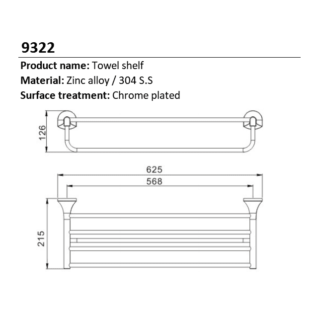 Toplight Bathroom Accessories Bathroom Stainless Steel Four Bar Towel Rack - 9322