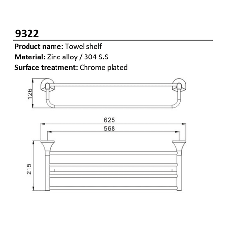 Toplight Bathroom Accessories Bathroom Stainless Steel Four Bar Towel Rack - 9322