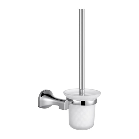 Toplight Bathroom Accessories Bathroom Stainless Steel Wall-Mounted Toilet Brush with Frosted Glass Jar - 9357