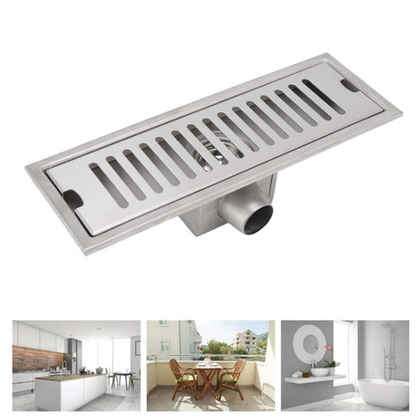 Toplight Bathroom Accessories Stainless Steel Rectangular 12" Shower Floor Drain - S05010BN