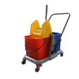 Topmop Cleaning Tools & Accessories Topmop 60L Dual-Bucket Mop Trolley with Down-Press Wringer | Chrome & Black Handle