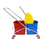 Topmop Cleaning Tools & Accessories Topmop 60L Dual-Bucket Mop Trolley with Down-Press Wringer | Chrome & Black Handle