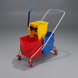 Topmop Cleaning Tools & Accessories Topmop 60L Dual-Bucket Mop Trolley with Side-Press Wringer - B-043