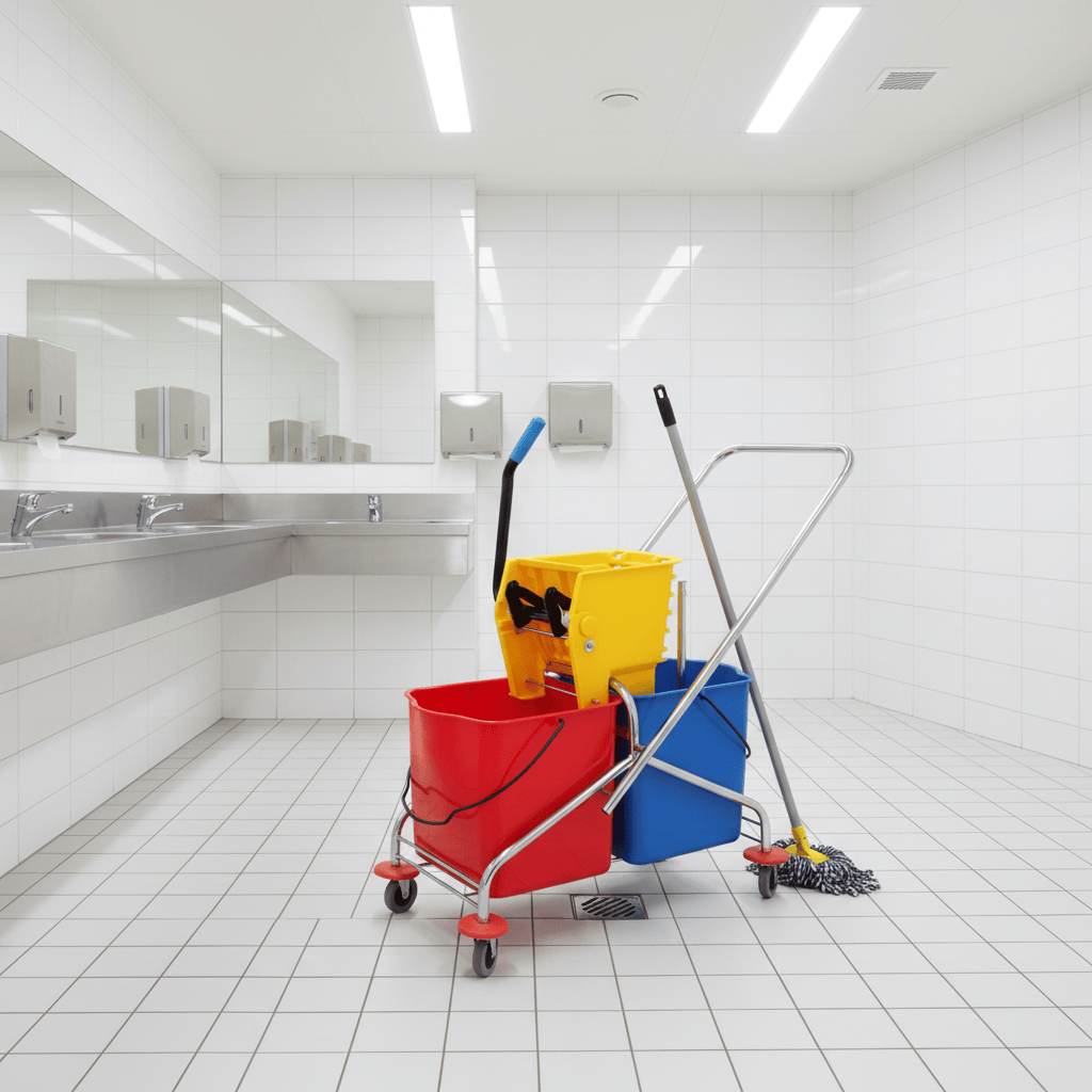 Topmop Cleaning Tools & Accessories Topmop 60L Dual-Bucket Mop Trolley with Side-Press Wringer - B-043