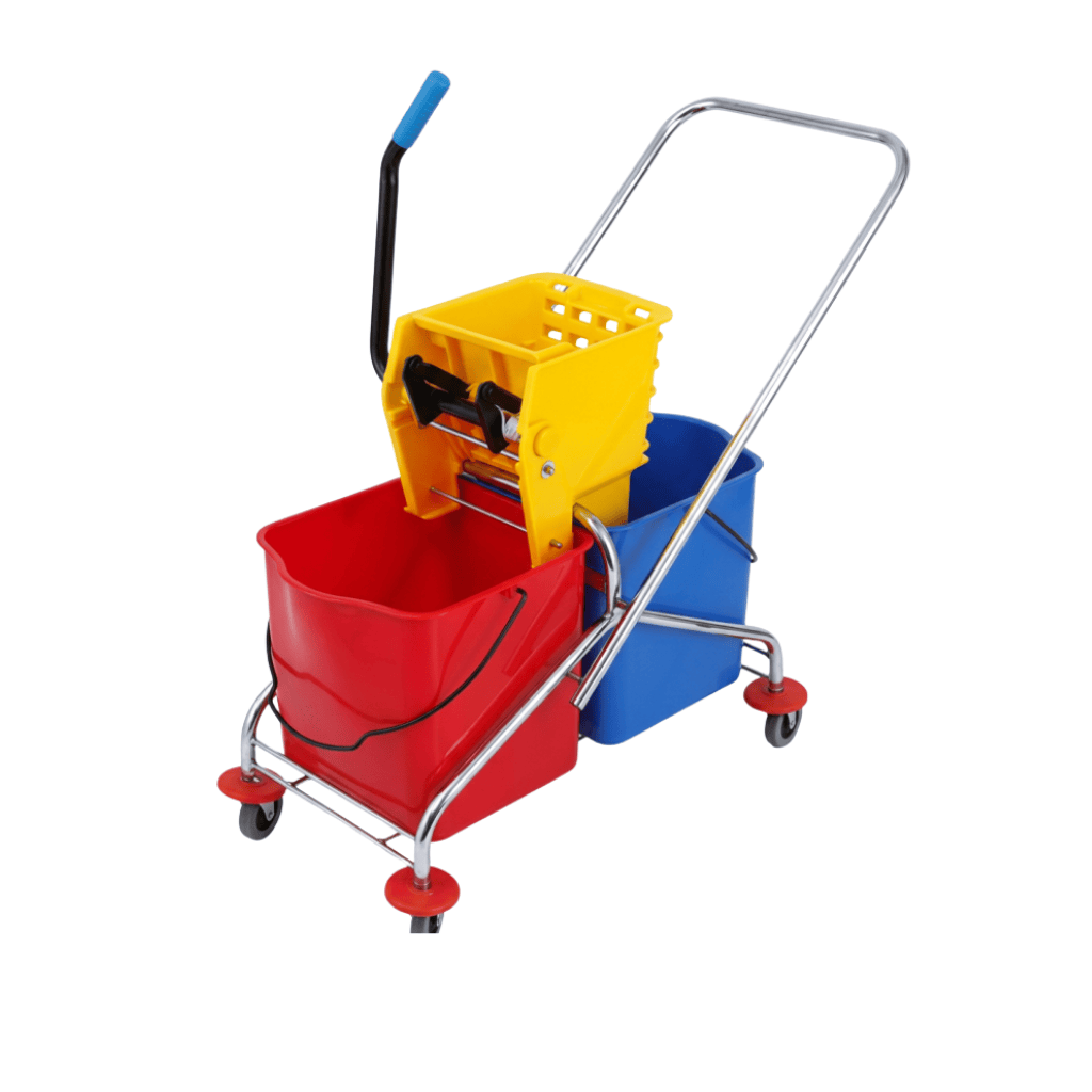 Topmop Cleaning Tools & Accessories Topmop 60L Dual-Bucket Mop Trolley with Side-Press Wringer - B-043
