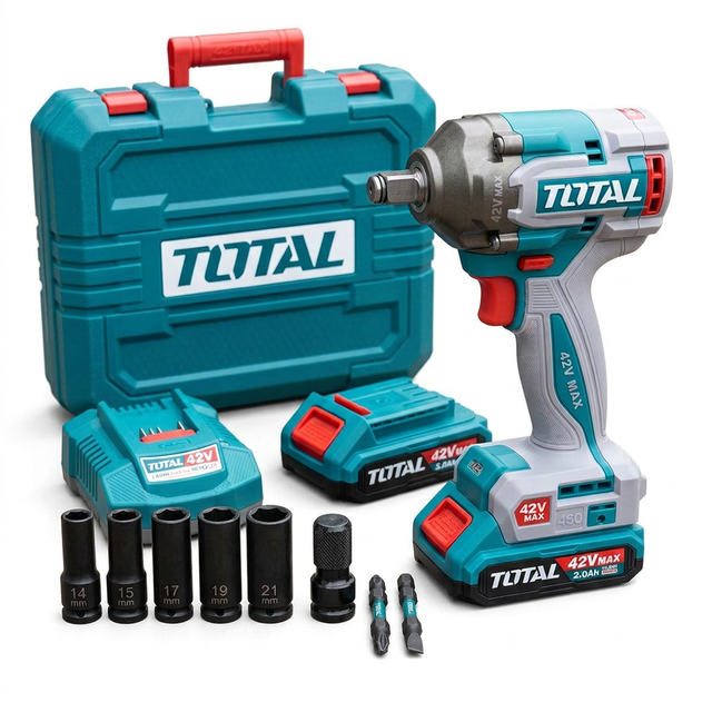 Total 42V impact wrench kit on white