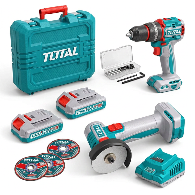 Total drill and mini cut-off combo kit on white