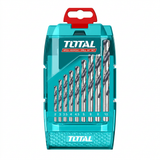Total nine-piece HSS drill bit set on white