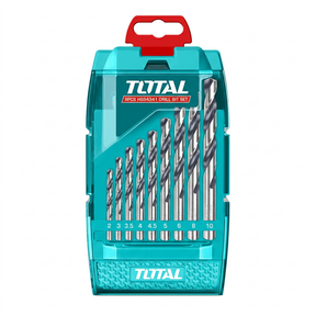 Total nine-piece HSS drill bit set on white