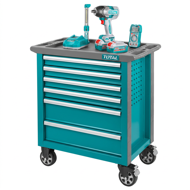 Total seven-drawer tool chest set on white