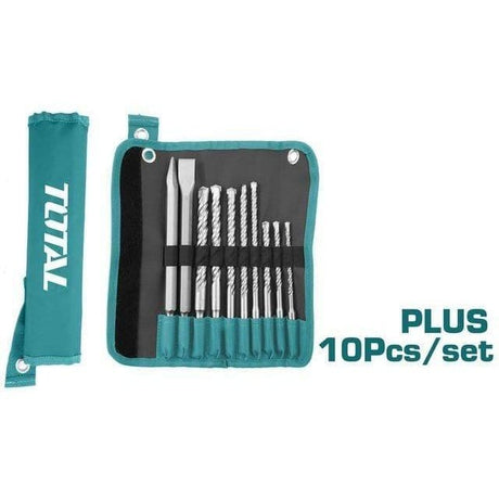 Total Drill Bits Total 10 Pieces Hammer Drill Bits and Chisels Set - TACSD19101