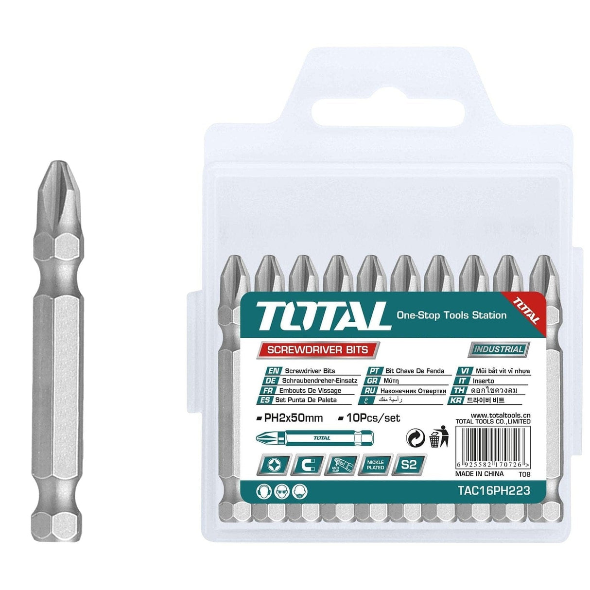 Total Screwdriver Bits Total 10 Pieces Magnetic Screwdriver Bit PH2 50mm - TAC16PH223