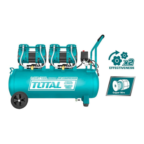 Total Compressor & Air Tool Accessories Total 100L Air Compressor 2×1200W (3.2HP) - TCS2241008