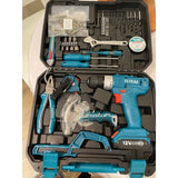 Total Tool Set Total 128 Pieces Tool Set with 12V Li-ion Cordless Drill - THKTHP11282