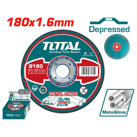 Total Grinding & Cutting Wheels Total 180 x 1.6m Abrasive Metal Cutting disc  - TAC2161802