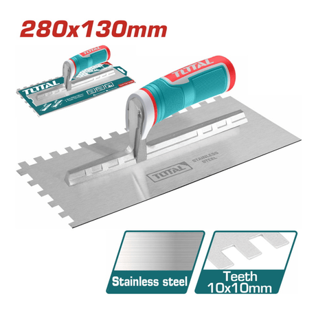 Total Specialty Hand Tools Total 280x130mm Plastering Trowel With Teeth - THTT81286