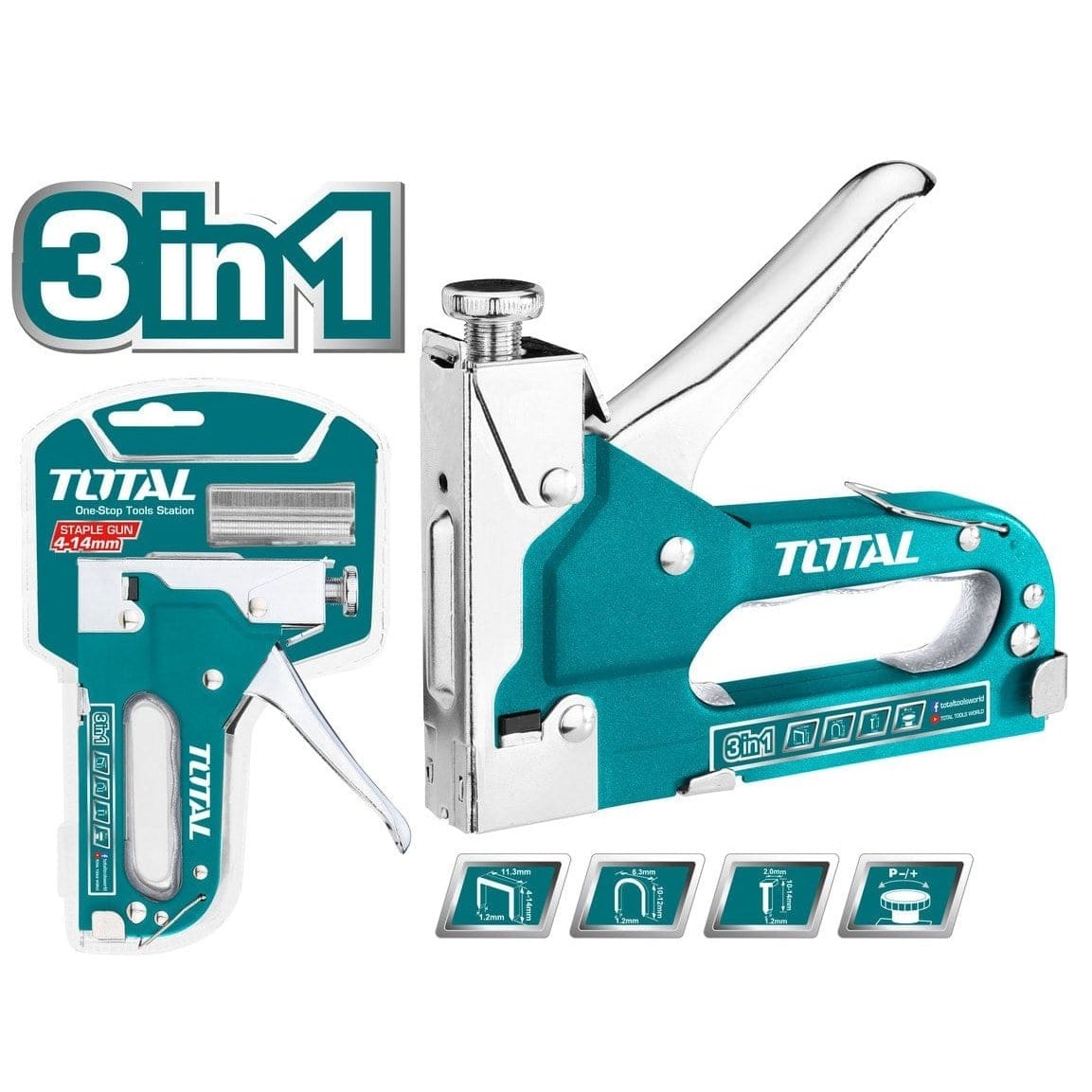 Total Staplers Riveters & Fasteners Total 3-in-1 Staple Gun - THT31143