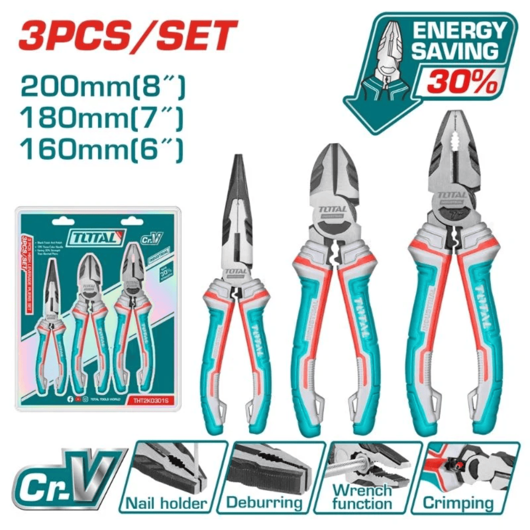 Total Pliers Total 3 Pieces High Leverage Plier Set - THT2K0301S